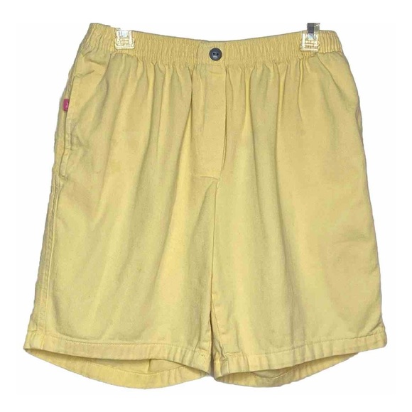 Woman Within Women’s Long Shorts Plus Sz 14W Bright Yellow Elastic Waist Pockets - Picture 1 of 8